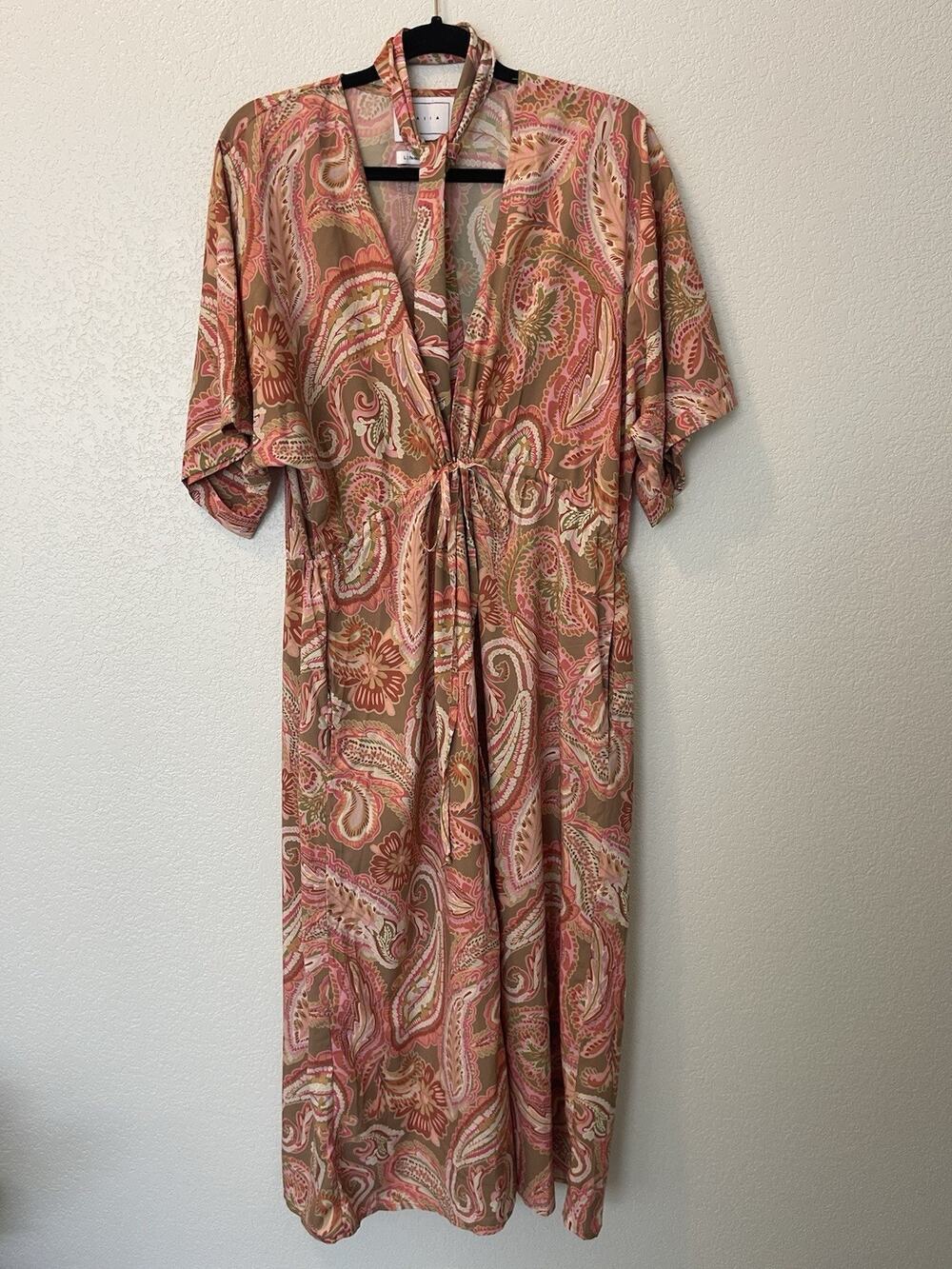 Baiia Cecile Kaftan Barcelona Swim Coverup Midi Dress Size L